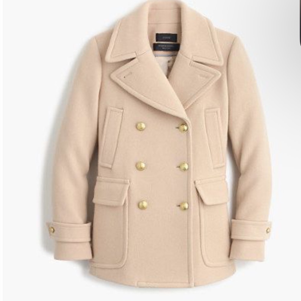 J Crew Size 8T Beige Stadium Cloth Nello Gori Majesty Peacoat
